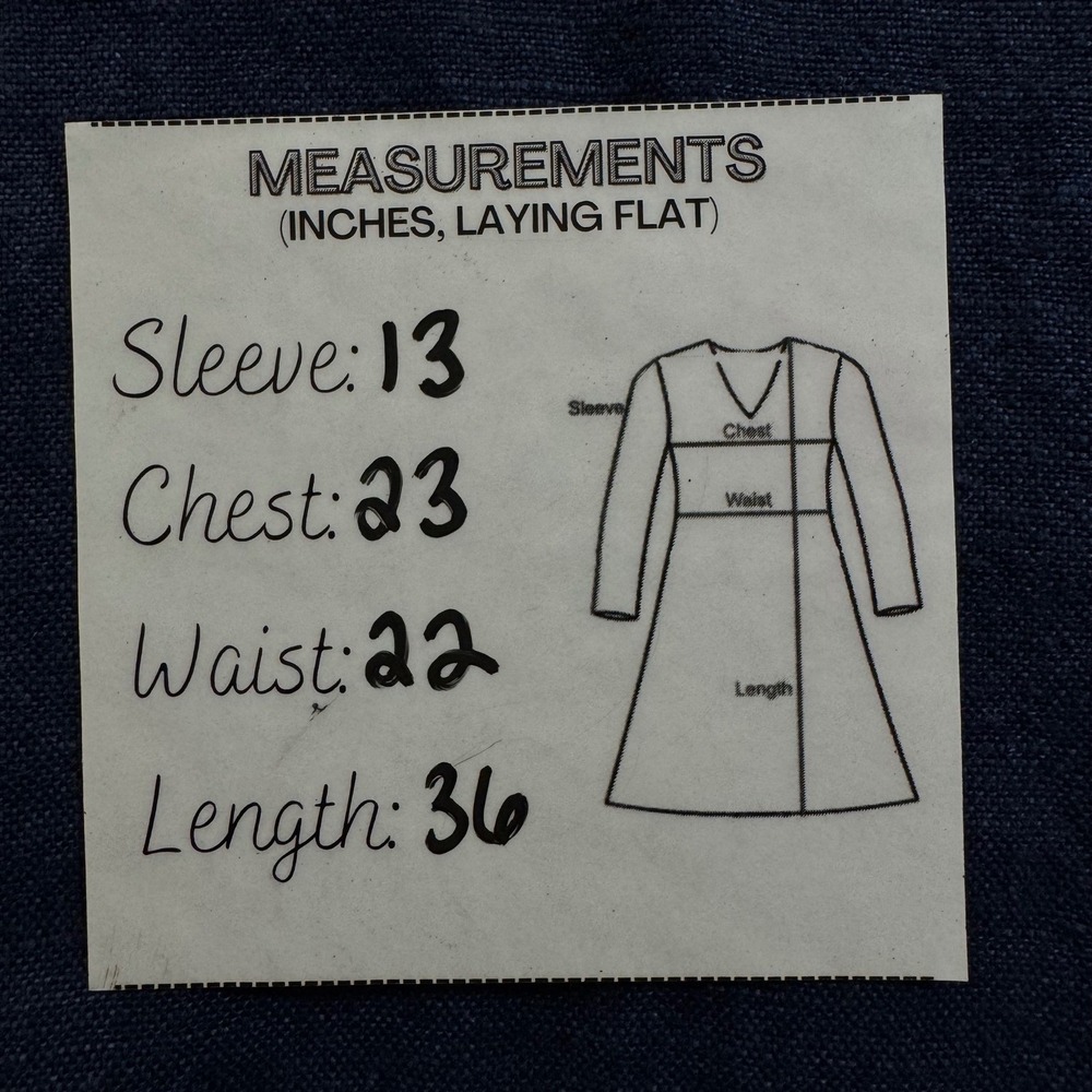 J. Jill Dress Medium 100% Linen Navy Blue‎ Shift Midi Half Sleeve Lagenlook - Picture 5 of 5